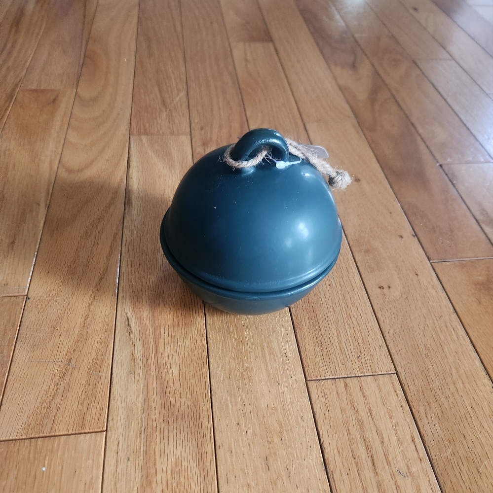 Decorative Holiday Christmas Blue/Green Hanging Bell Candy Dish Or Decor